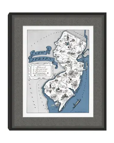 Wendover Art Group Pictorial Map of New Jersey | Thumbnail 1 Wendover Art Group Pictorial Map of New Jersey | Thumbnail 1