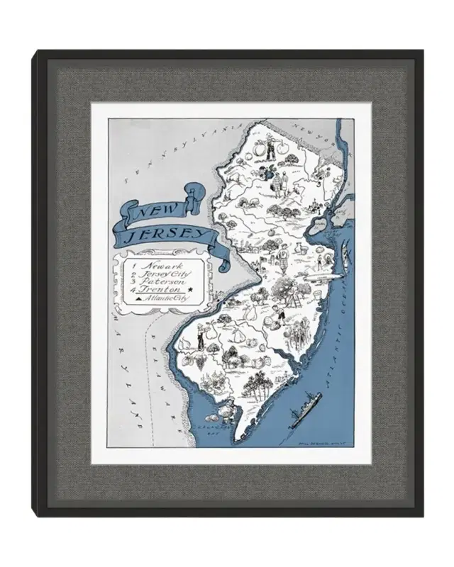 Wendover Art Group Pictorial Map of New Jersey