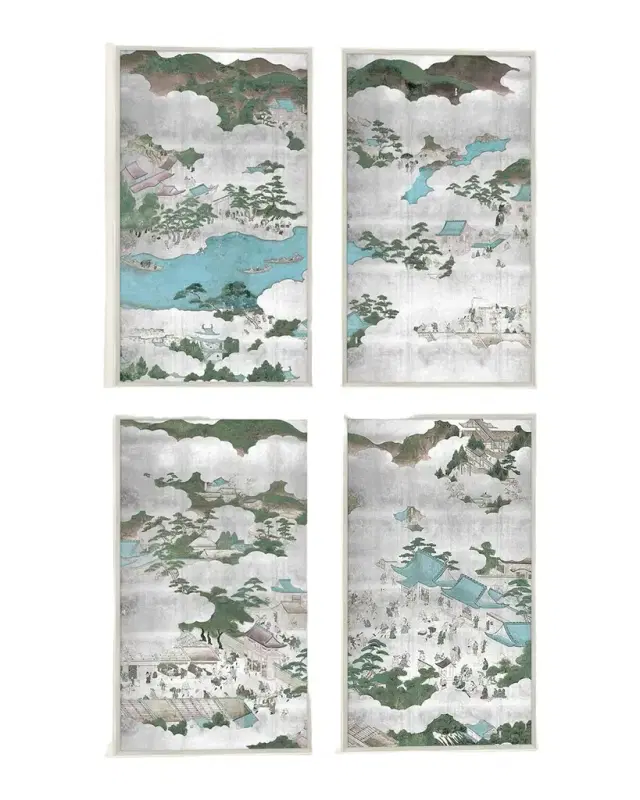 Wendover Art Group "Kyoto Screen" Giclee Art Canvases, Set of 4