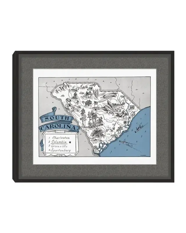 Wendover Art Group Pictorial Map of South Carolina
