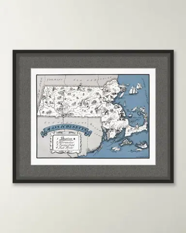 Wendover Art Group Pictorial Map of Massachusetts | Thumbnail 3 Wendover Art Group Pictorial Map of Massachusetts | Thumbnail 3