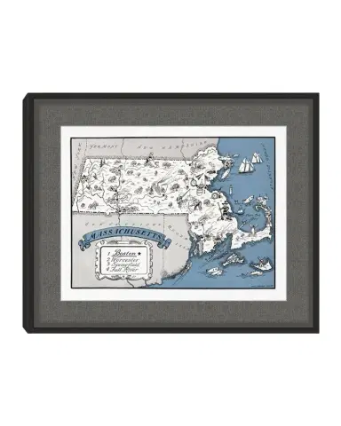 Wendover Art Group Pictorial Map of Massachusetts | Thumbnail 1 Wendover Art Group Pictorial Map of Massachusetts | Thumbnail 1