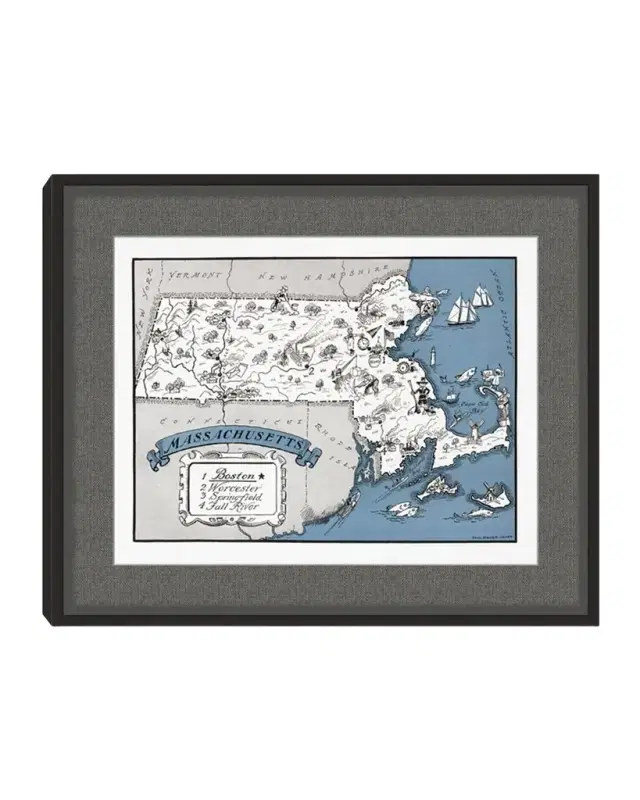 Wendover Art Group Pictorial Map of Massachusetts