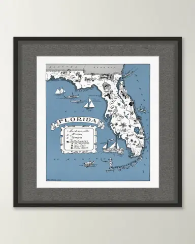 Wendover Art Group Pictorial Map of Florida | Thumbnail 2 Wendover Art Group Pictorial Map of Florida | Thumbnail 2