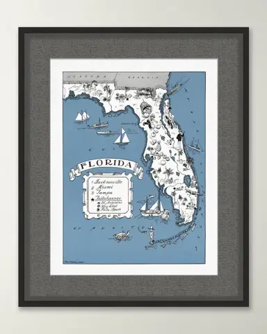 Wendover Art Group Pictorial Map of Florida | Thumbnail 3 Wendover Art Group Pictorial Map of Florida | Thumbnail 3