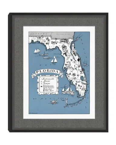 Wendover Art Group Pictorial Map of Florida | Thumbnail 1 Wendover Art Group Pictorial Map of Florida | Thumbnail 1