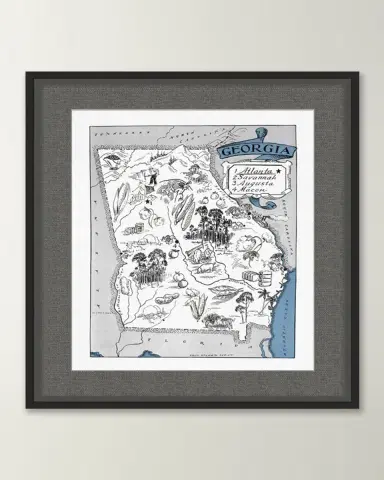 Wendover Art Group Pictorial Map of Georgia | Thumbnail 2 Wendover Art Group Pictorial Map of Georgia | Thumbnail 2