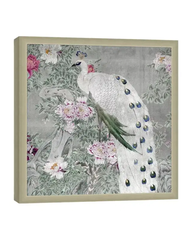 Wendover Art Group 'Peony Blossom Peacock ' Wall Art