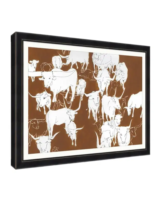 Wendover Art Group "Longhorn Round Up" Framed Giclee Wall Art