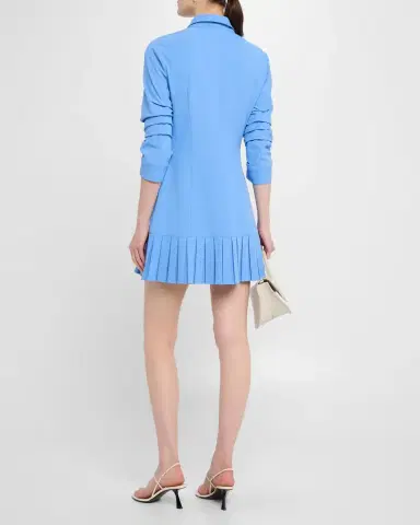 Cinq à Sept Lucilla Topstitched Pleated-Hem Mini Shirtdress | Thumbnail 2 Cinq à Sept Lucilla Topstitched Pleated-Hem Mini Shirtdress | Thumbnail 2