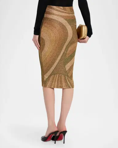 PUCCI Iride Print Lamé Jersey Midi Skirt | Thumbnail 2