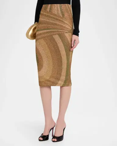 PUCCI Iride Print Lamé Jersey Midi Skirt | Thumbnail 3
