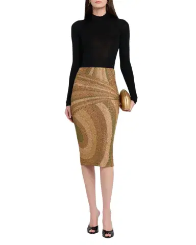 PUCCI Iride Print Lamé Jersey Midi Skirt | Thumbnail 1