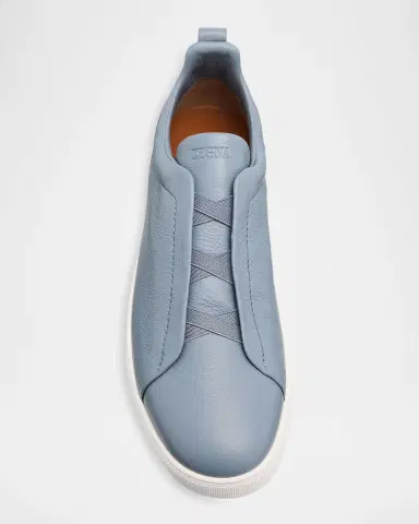 Zegna Men's Triple Stitch Deerskin Leather Slip-On Sneakers | Thumbnail 5