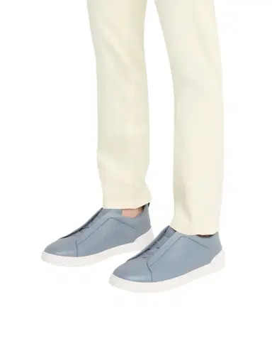 Zegna Men's Triple Stitch Deerskin Leather Slip-On Sneakers | Thumbnail 1