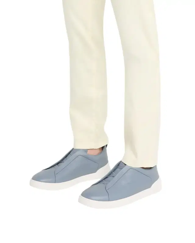 ZEGNA Men 's Triple Stitch Deerskin Leather Slip-On Sneakers