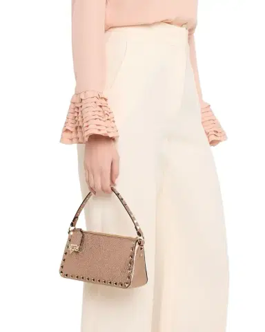 Valentino Garavani Rockstud Small Laminated Grainy Calfskin Leather Crossbody Bag | Thumbnail 1 Valentino Garavani Rockstud Small Laminated Grainy Calfskin Leather Crossbody Bag | Thumbnail 1
