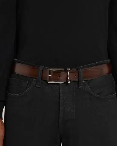 Christian Louboutin Men's Chambeliss Patinated Leather Belt | Thumbnail 2 Christian Louboutin Men's Chambeliss Patinated Leather Belt | Thumbnail 2