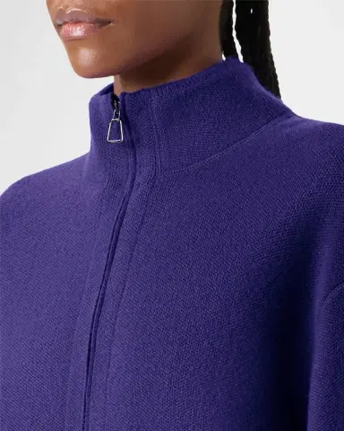 Akris Cashmere Pique Zipped Short Cardigan | Thumbnail 4 Akris Cashmere Pique Zipped Short Cardigan | Thumbnail 4