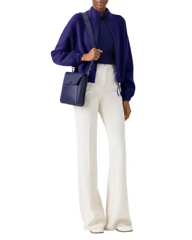 Akris Cashmere Pique Zipped Short Cardigan