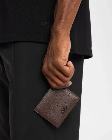 Valentino Garavani Men's Perforated Leather VLogo Card Holder | Thumbnail 2