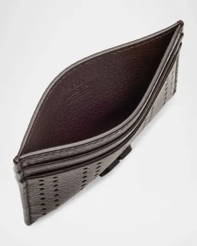 Valentino Garavani Men's Perforated Leather VLogo Card Holder | Thumbnail 4