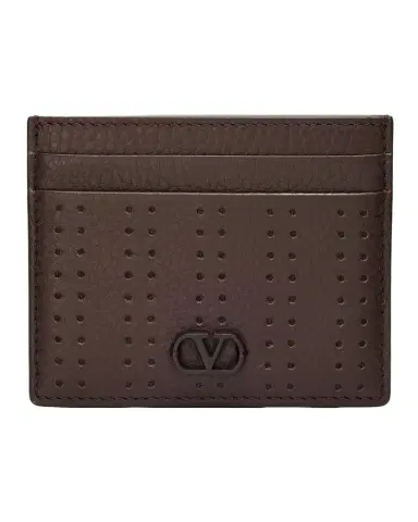 Valentino Garavani Men's Perforated Leather VLogo Card Holder | Thumbnail 1