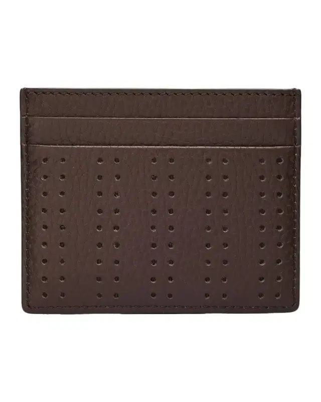 Valentino Garavani Men 's Perforated Leather VLogo Card Holder