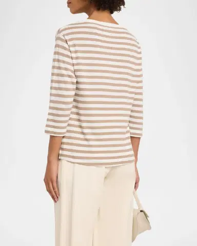 MAJESTIC FILATURES Striped Crewneck Cotton-Linen Top | Thumbnail 2 MAJESTIC FILATURES Striped Crewneck Cotton-Linen Top | Thumbnail 2