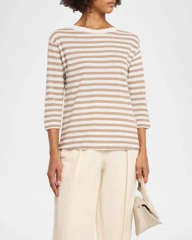 MAJESTIC FILATURES Striped Crewneck Cotton-Linen Top | Thumbnail 3 MAJESTIC FILATURES Striped Crewneck Cotton-Linen Top | Thumbnail 3
