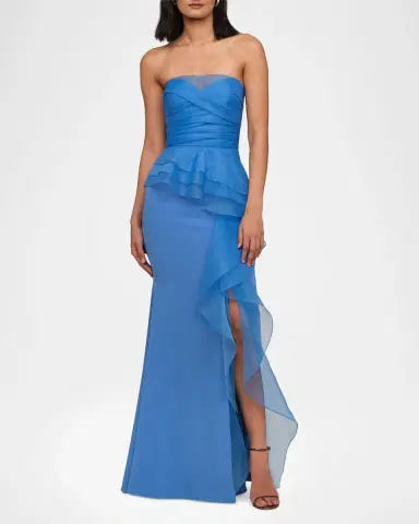THEIA Morgan Strapless Crepe and Organza Gown | Thumbnail 3 THEIA Morgan Strapless Crepe and Organza Gown | Thumbnail 3