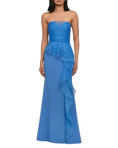 THEIA Morgan Strapless Crepe and Organza Gown | Thumbnail 1 THEIA Morgan Strapless Crepe and Organza Gown | Thumbnail 1