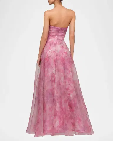 THEIA Fahreta Strapless Floral-Print Organza Gown | Thumbnail 2 THEIA Fahreta Strapless Floral-Print Organza Gown | Thumbnail 2