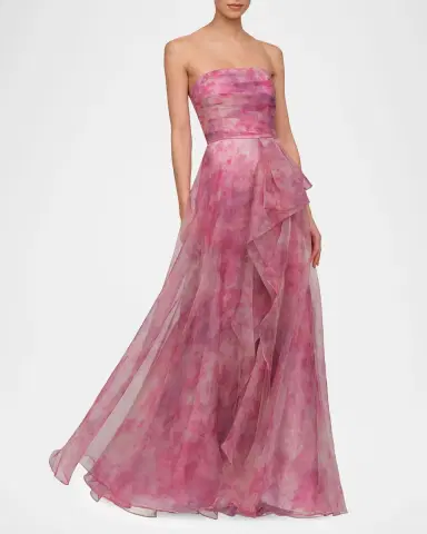 THEIA Fahreta Strapless Floral-Print Organza Gown | Thumbnail 3 THEIA Fahreta Strapless Floral-Print Organza Gown | Thumbnail 3