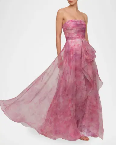 THEIA Fahreta Strapless Floral-Print Organza Gown | Thumbnail 5 THEIA Fahreta Strapless Floral-Print Organza Gown | Thumbnail 5