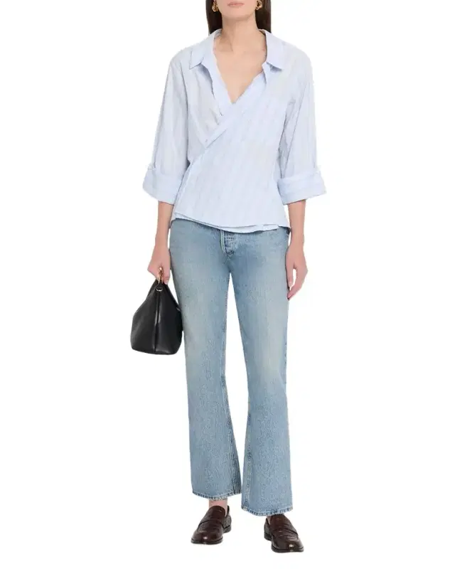 Striped Asymmetric Wrap Shirt