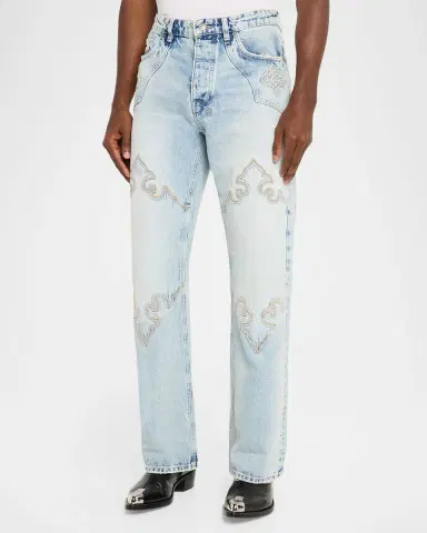 Ksubi Men's Toro Kristal Damask-Embroidered Straight Leg Jeans | Thumbnail 3 Ksubi Men's Toro Kristal Damask-Embroidered Straight Leg Jeans | Thumbnail 3