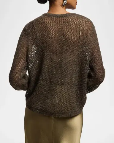 Ralph Lauren Collection Metallic Mesh Boatneck Sweater | Thumbnail 2