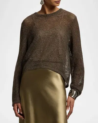Ralph Lauren Collection Metallic Mesh Boatneck Sweater | Thumbnail 3