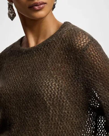 Ralph Lauren Collection Metallic Mesh Boatneck Sweater | Thumbnail 4