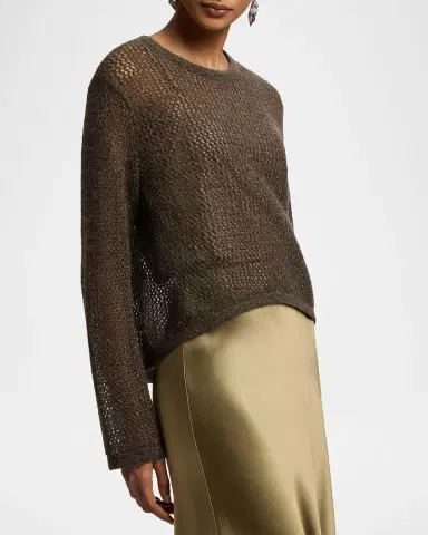 Ralph Lauren Collection Metallic Mesh Boatneck Sweater | Thumbnail 5