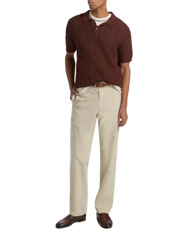 Vince Men 's Cotton Seed Stitch Rib Polo Shirt
