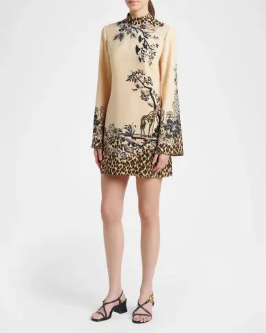 Etro Paisley Animal-Print Flare-Sleeve Mini Dress | Thumbnail 3 Etro Paisley Animal-Print Flare-Sleeve Mini Dress | Thumbnail 3