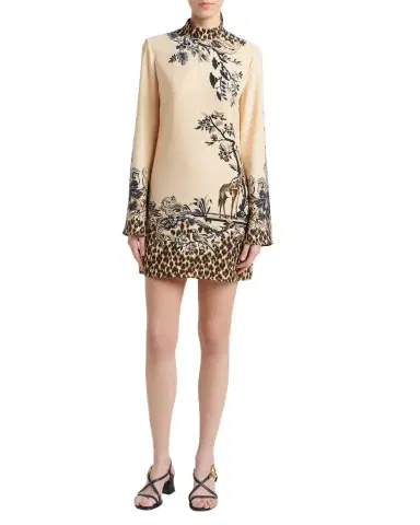 Etro Paisley Animal-Print Flare-Sleeve Mini Dress | Thumbnail 1 Etro Paisley Animal-Print Flare-Sleeve Mini Dress | Thumbnail 1