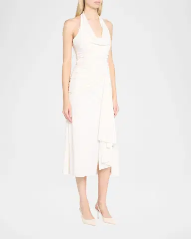 Cinq à Sept Kaia Draped Halter Midi Dress | Thumbnail 3 Cinq à Sept Kaia Draped Halter Midi Dress | Thumbnail 3