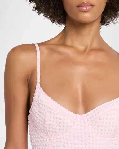 SIMKHAI Suni Textured Gingham One-Piece Swimsuit | Thumbnail 3