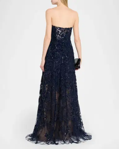 Rene Ruiz Collection Strapless Floral Sequin A-Line Gown | Thumbnail 2
