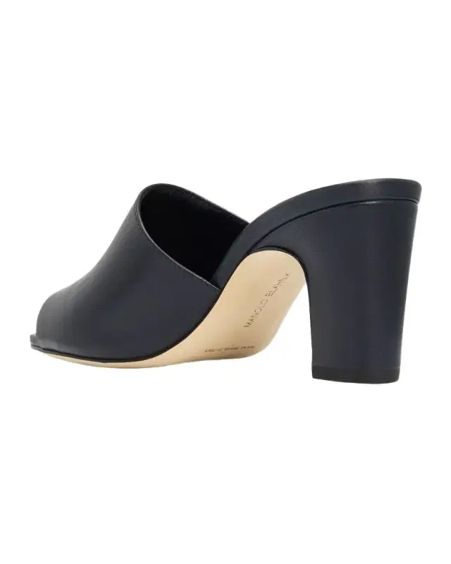 Manolo Blahnik 70mm Rapallabar Open-Toe Leather Mules