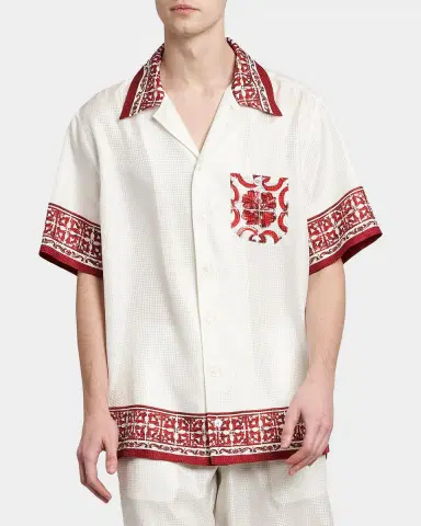 Dolce & Gabbana Men's Majolica-Print Jacquard Twill Short-Sleeve Shirt | Thumbnail 3 Dolce & Gabbana Men's Majolica-Print Jacquard Twill Short-Sleeve Shirt | Thumbnail 3