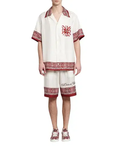 Dolce & Gabbana Men's Majolica-Print Jacquard Twill Short-Sleeve Shirt | Thumbnail 1 Dolce & Gabbana Men's Majolica-Print Jacquard Twill Short-Sleeve Shirt | Thumbnail 1
